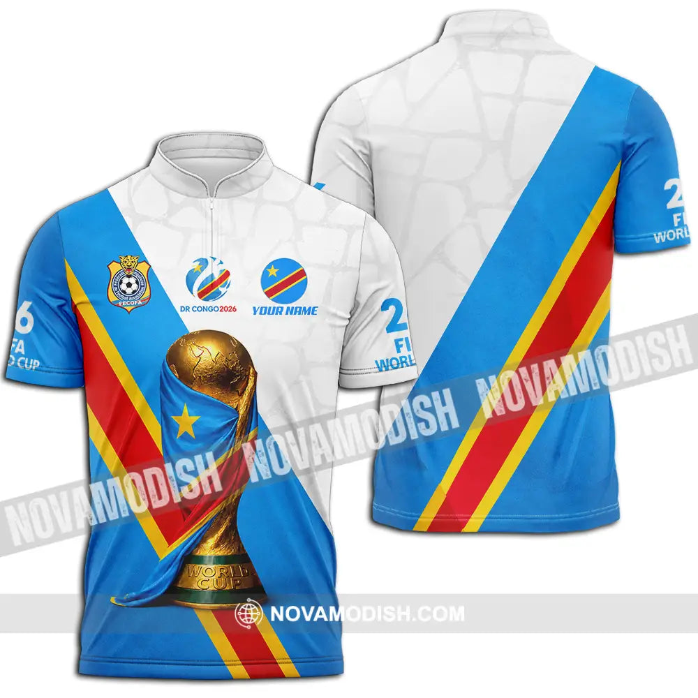 Unisex Shirt - Custom Dr Congo World Cup 2026 Shirt - Zipper Polo Shirt / S - T-shirt