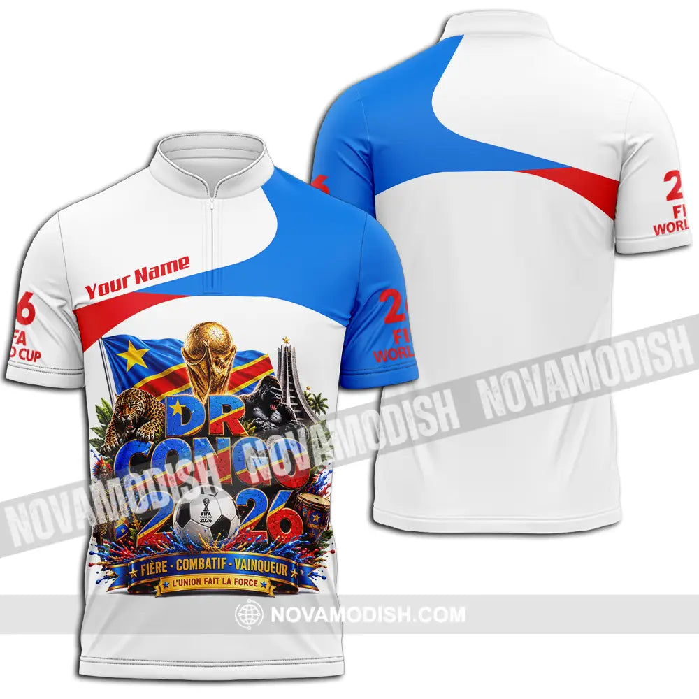 Unisex Shirt - Custom Dr Congo World Cup 2026 Shirt - Zipper Polo Shirt / S - T-shirt