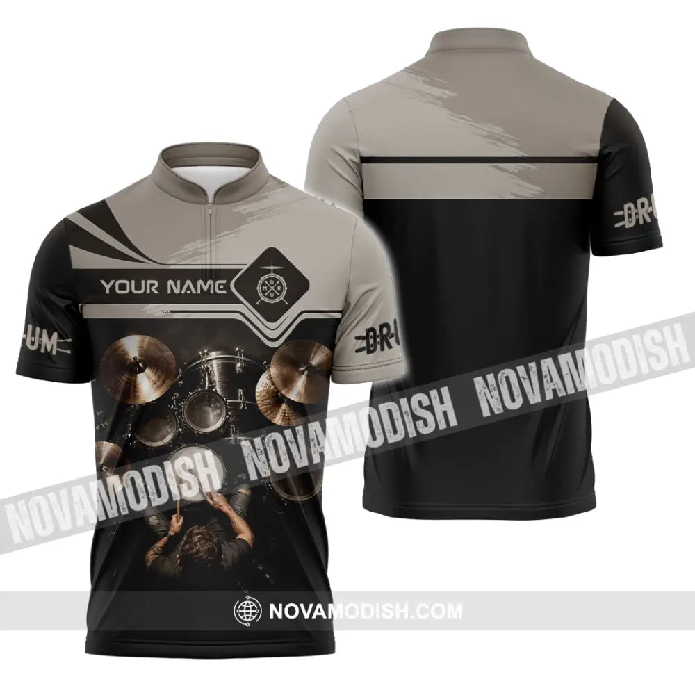 Unisex Shirt - Custom Drum Shirt - Zipper Polo Shirt / S - T-shirt