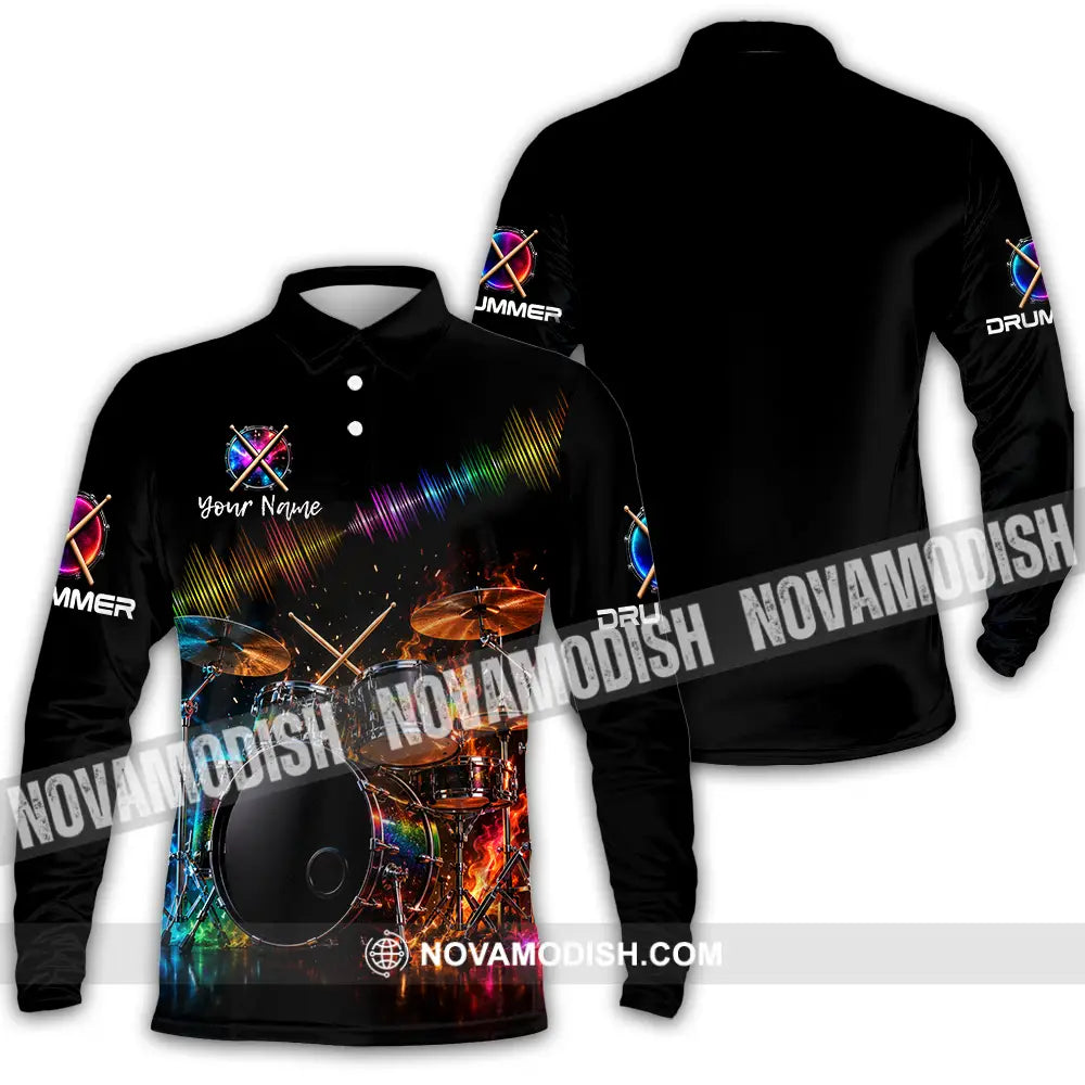Unisex Shirt - Custom Drummer Shirt - Long Sleeve Polo / S - T-shirt