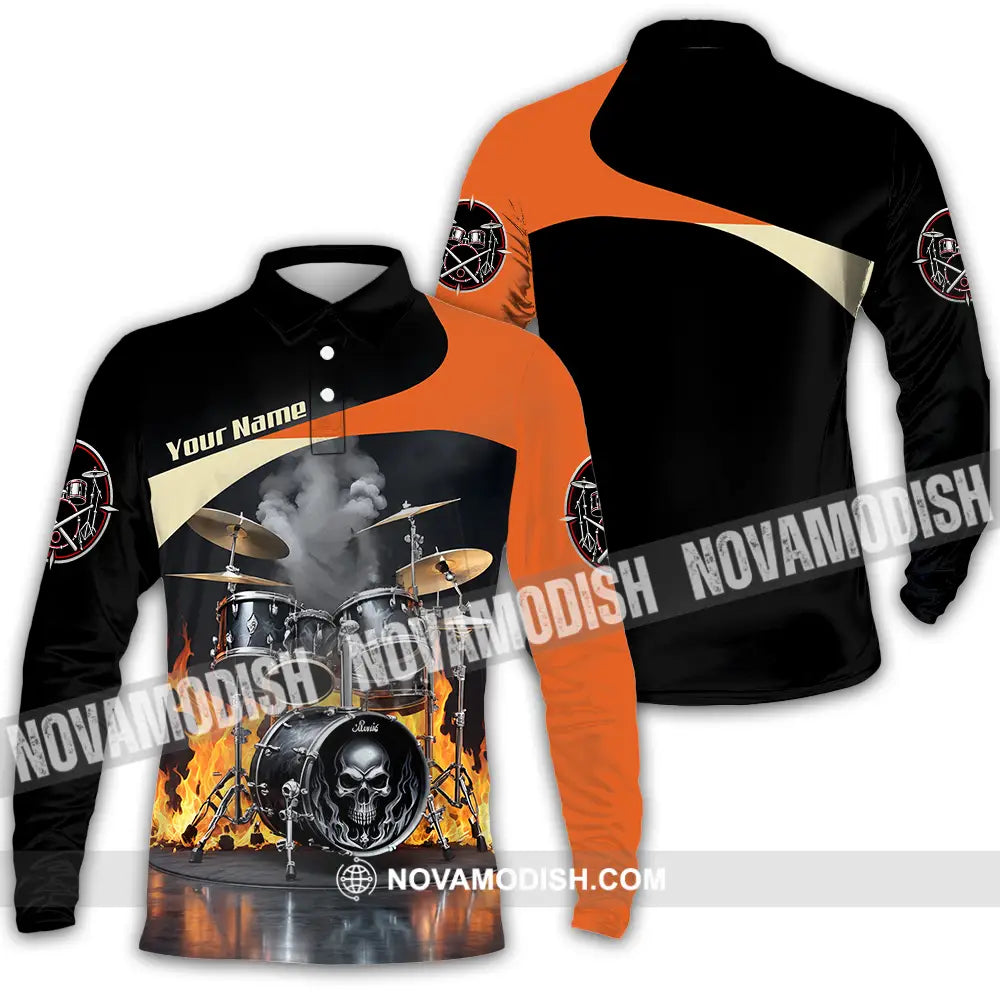 Unisex Shirt - Custom Drummer Shirt - Long Sleeve Polo / S - T-shirt