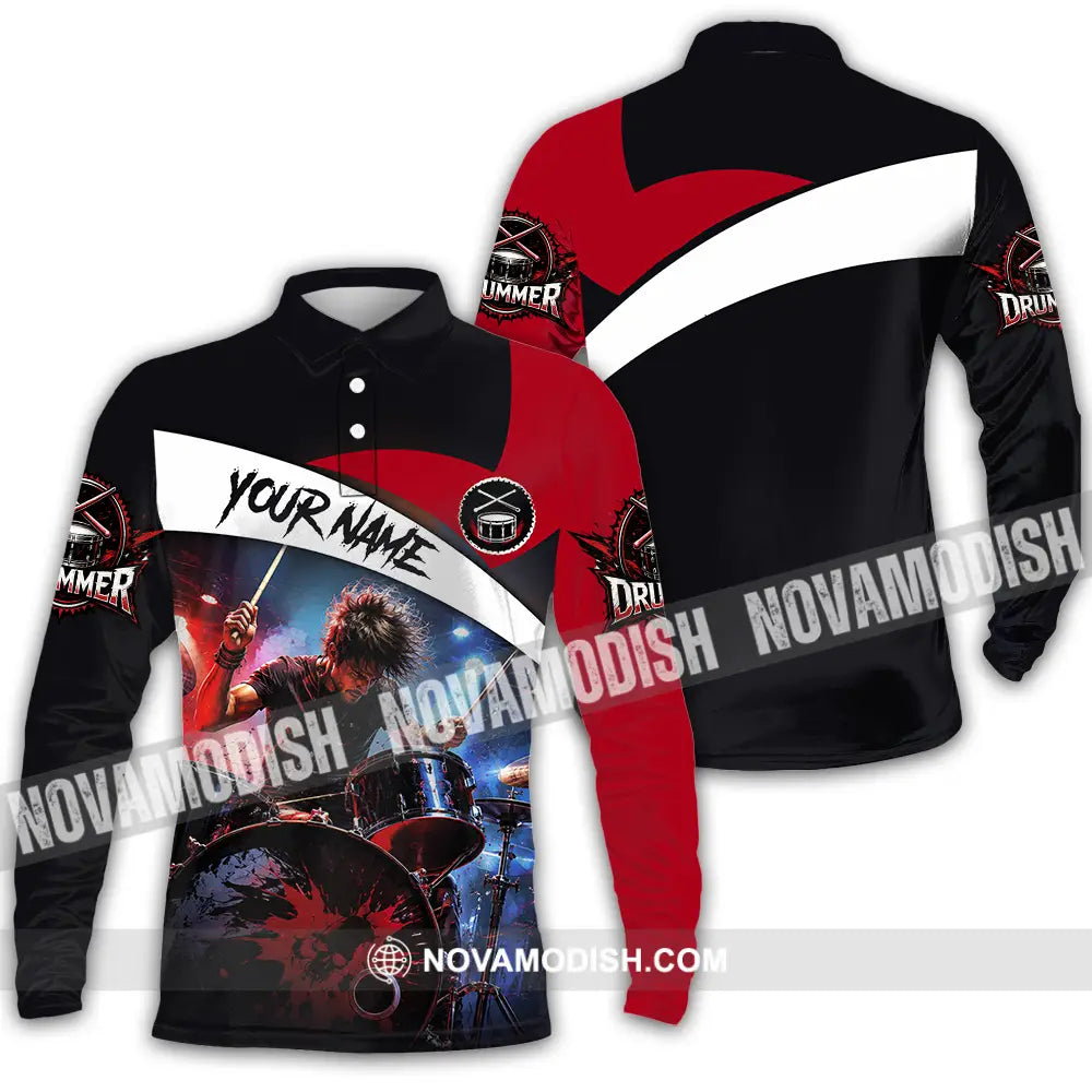 Unisex Shirt - Custom Drummer Shirt - Long Sleeve Polo / S - T-shirt