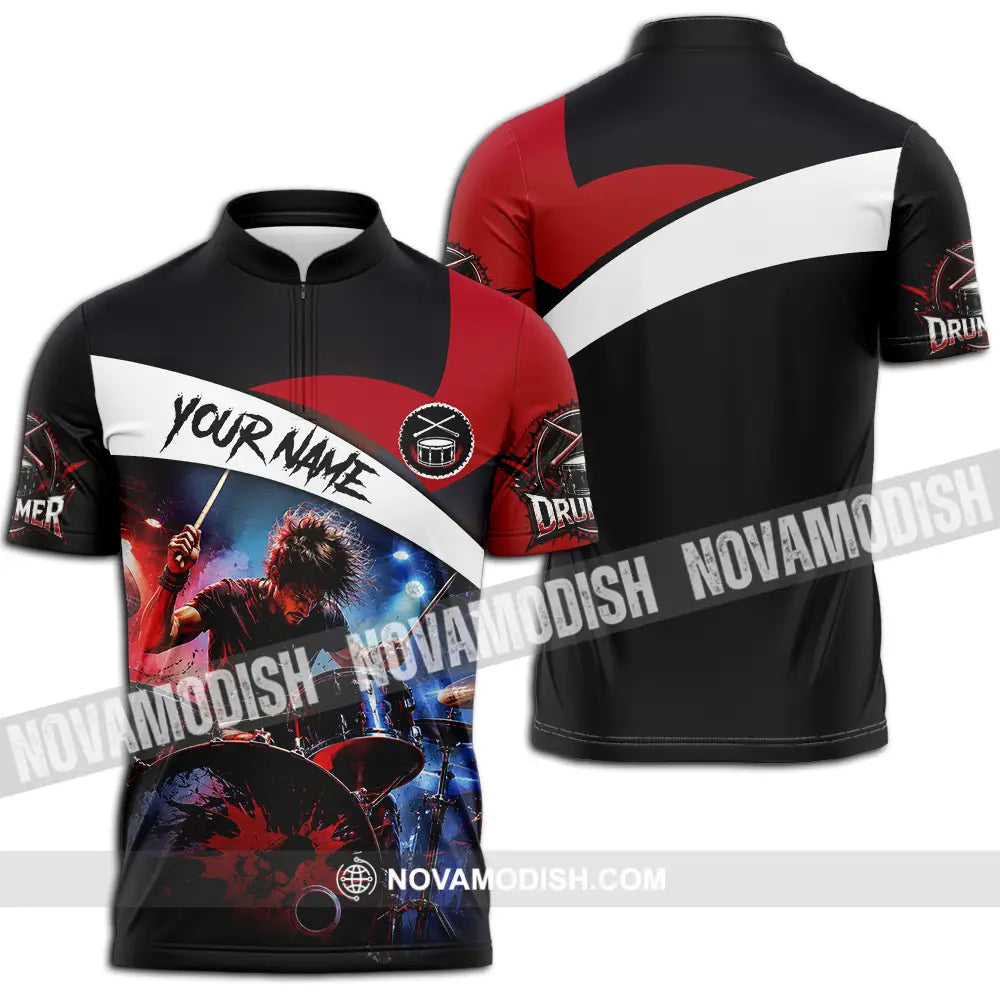 Unisex Shirt - Custom Drummer Shirt - Zipper Polo Shirt / S - T-shirt