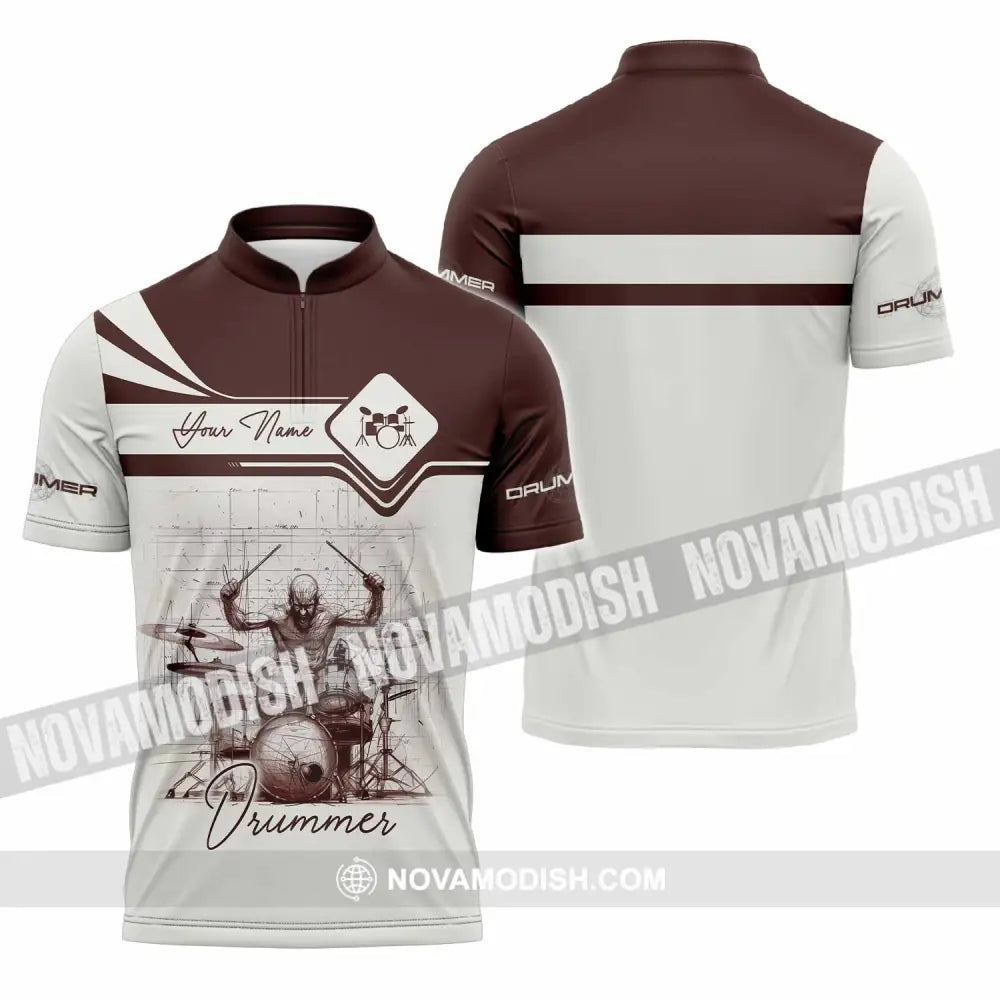 Unisex Shirt - Custom Drummer Shirt - Zipper Polo Shirt / S - T-shirt