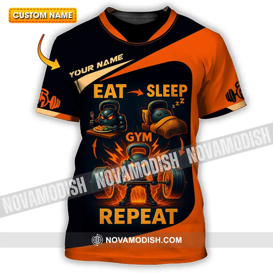 Unisex Shirt - Custom Eat Sleep Gym And Repeat Shirt T-shirt