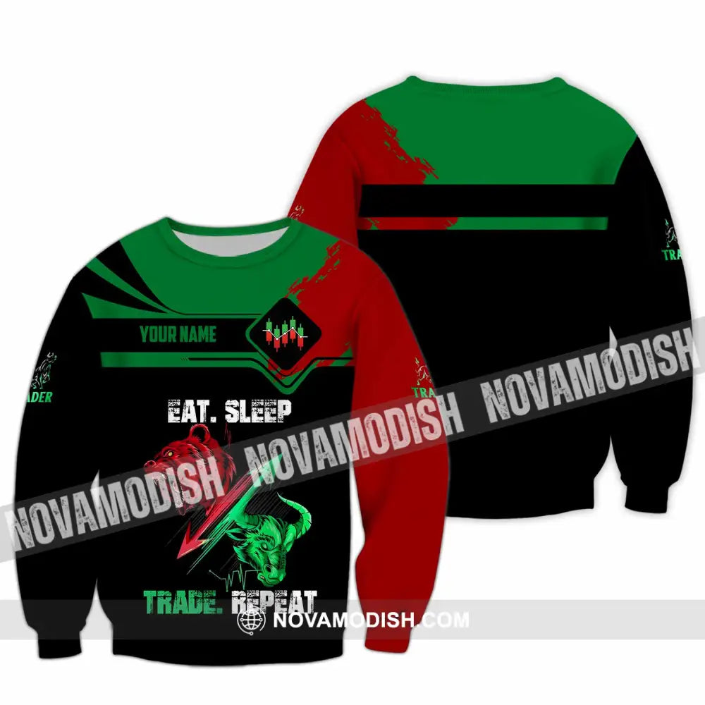 Unisex Shirt - Custom Eat Sleep Trade Repeat 3D Shirt Long Sleeve / S T-shirt