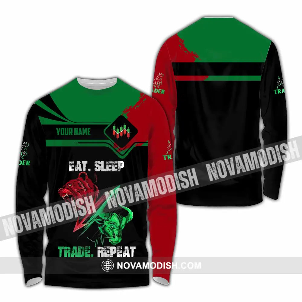 Unisex Shirt - Custom Eat Sleep Trade Repeat 3D Shirt Long Sleeve Shirt / S T-shirt