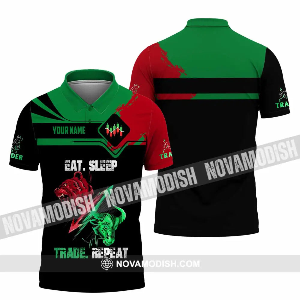 Unisex Shirt - Custom Eat Sleep Trade Repeat 3D Shirt Polo Shirt / S T-shirt