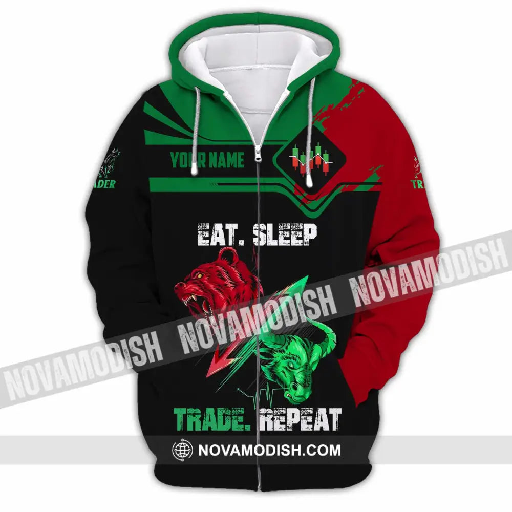 Unisex Shirt - Custom Eat Sleep Trade Repeat 3D Shirt Zipper Hoodie / S T-shirt