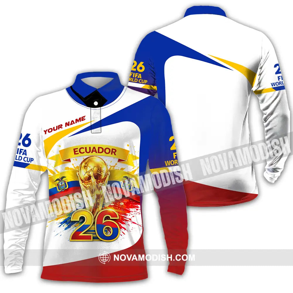 Unisex Shirt - Custom Ecuador World Cup 2026 3D Shirt - Long Sleeve Polo / S - T-shirt