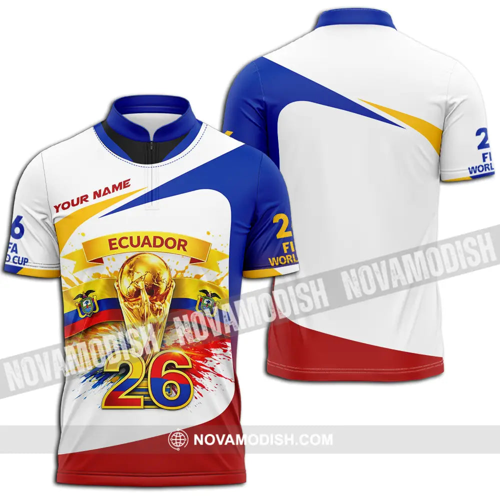 Unisex Shirt - Custom Ecuador World Cup 2026 3D Shirt - Zipper Polo Shirt / S - T-shirt