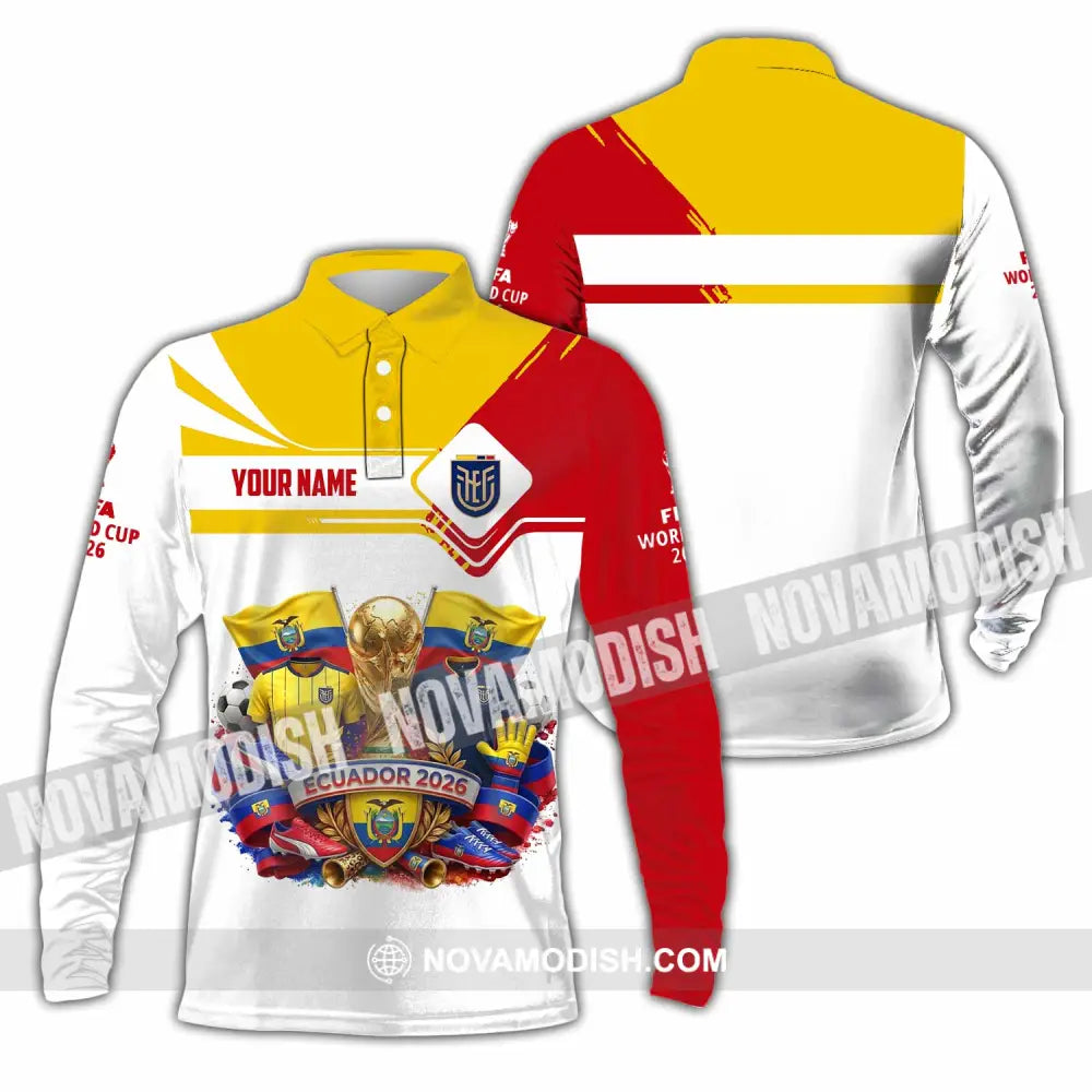 Unisex Shirt - Custom Ecuador World Cup 2026 Shirt - Long Sleeve Polo / S - T-shirt