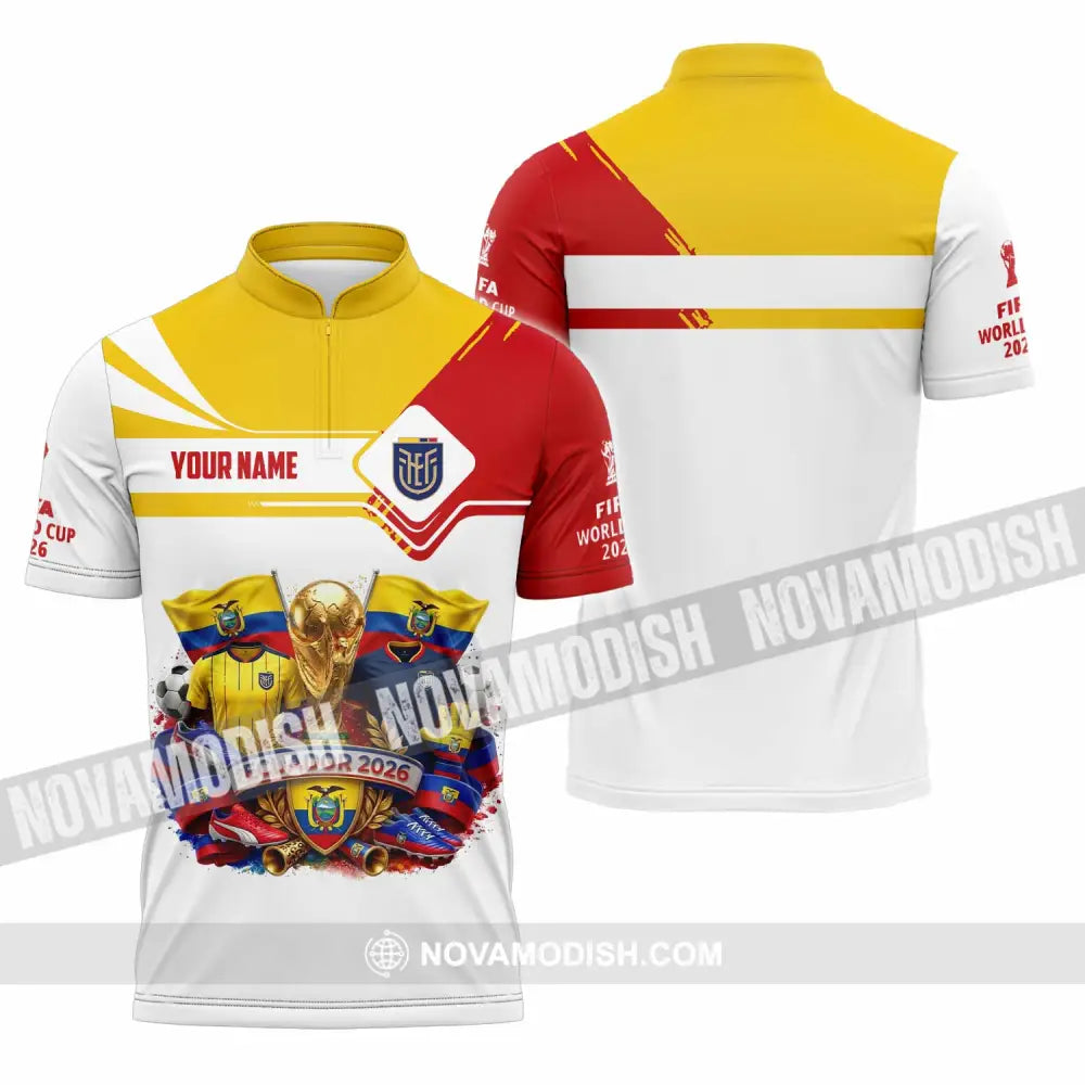 Unisex Shirt - Custom Ecuador World Cup 2026 Shirt - Zipper Polo Shirt / S - T-shirt