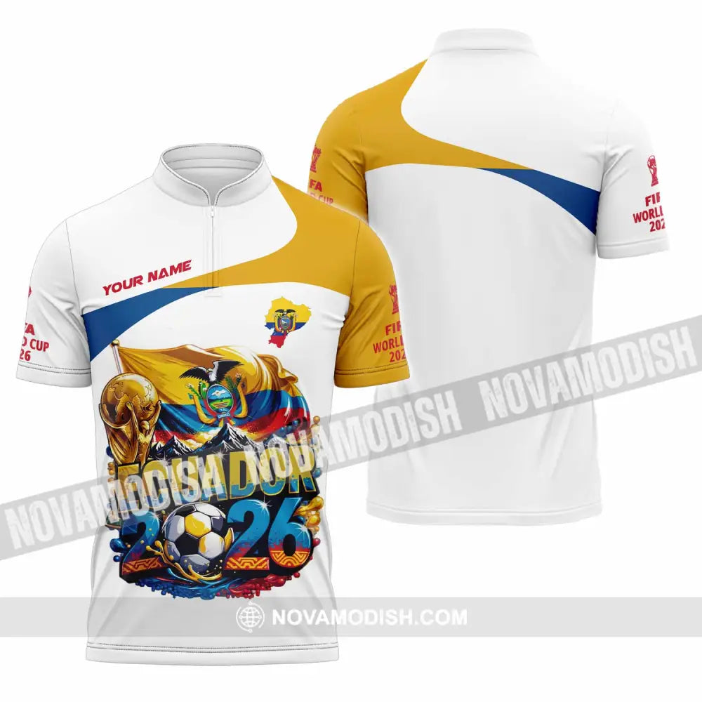 Unisex Shirt - Custom Ecuador World Cup 2026 Shirt - Zipper Polo Shirt / S - T-shirt