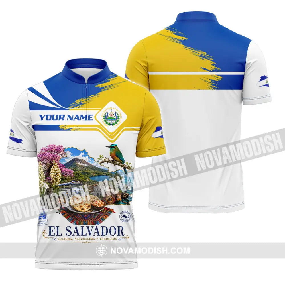Unisex Shirt - Custom El Salvador Shirt - Zipper Polo Shirt / S - T-shirt