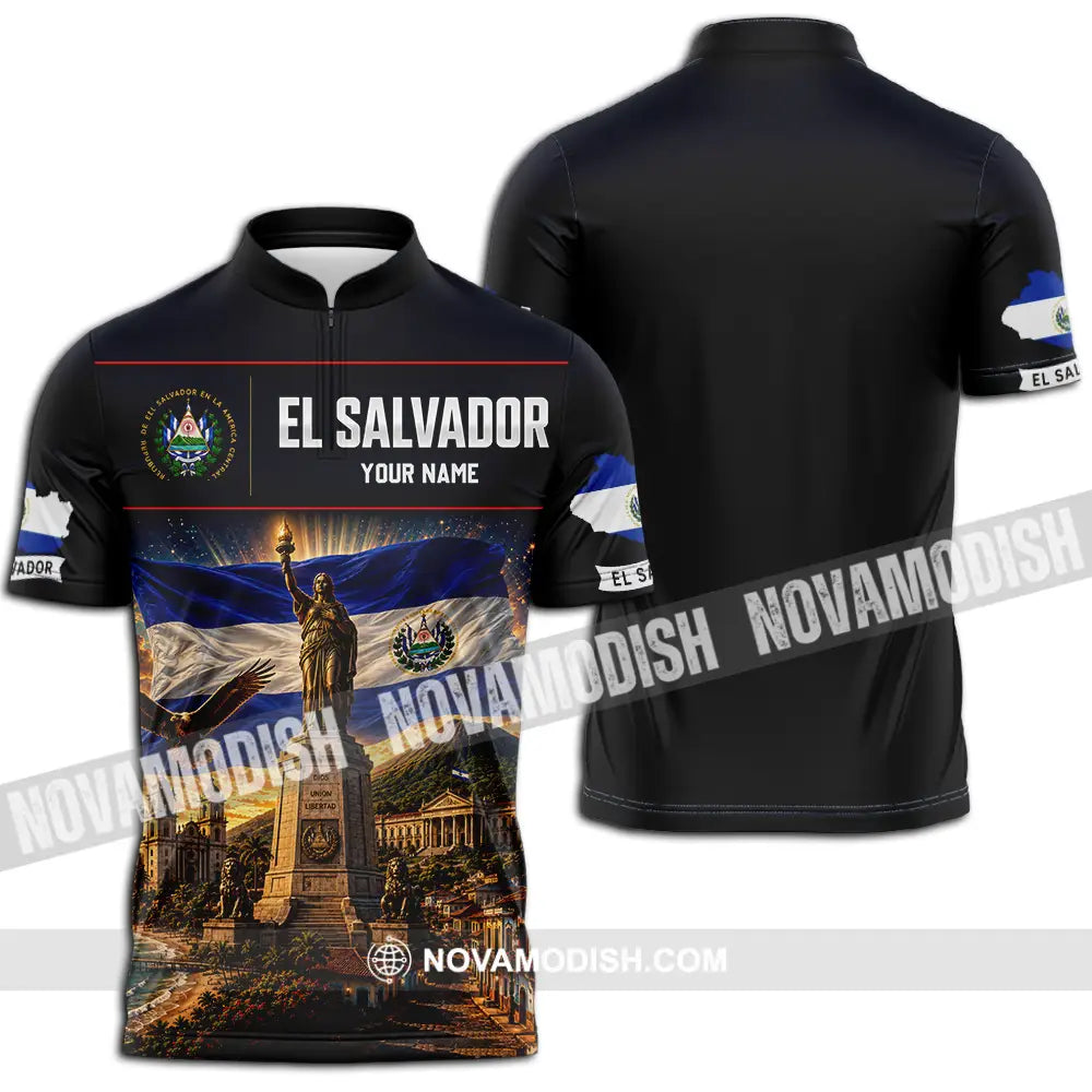 Unisex Shirt - Custom El Salvador Shirt - Zipper Polo Shirt / S - T-shirt