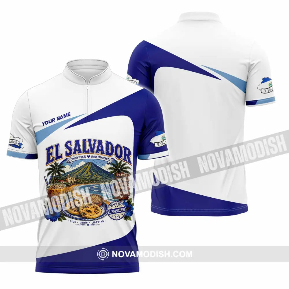 Unisex Shirt - Custom El Salvador Shirt - Zipper Polo Shirt / S - T-shirt