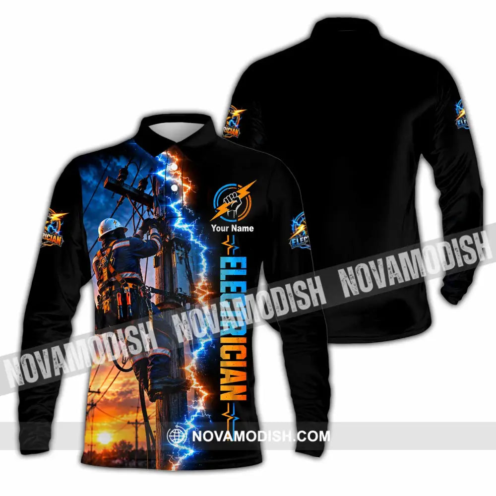 Unisex Shirt - Custom Electrician Shirt - Long Sleeve Polo / S - T-shirt