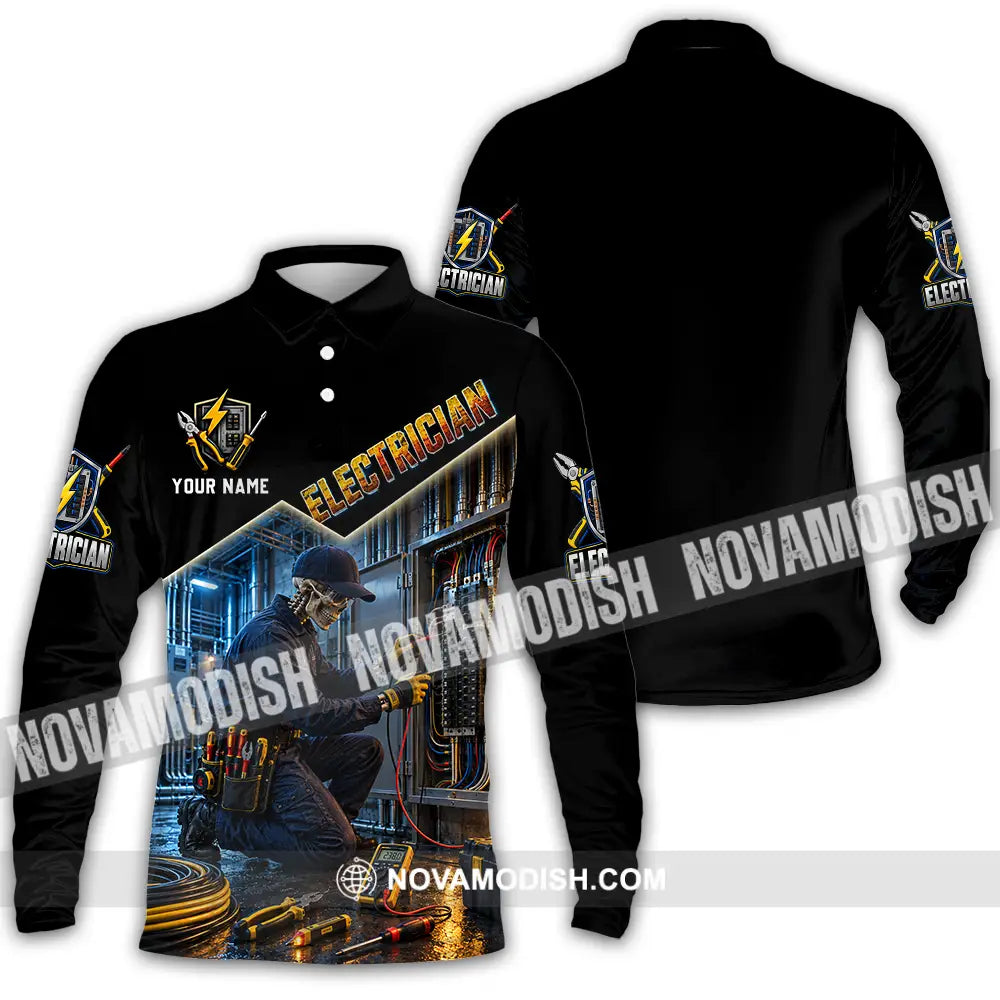 Unisex Shirt - Custom Electrician Shirt - Long Sleeve Polo / S - T-shirt