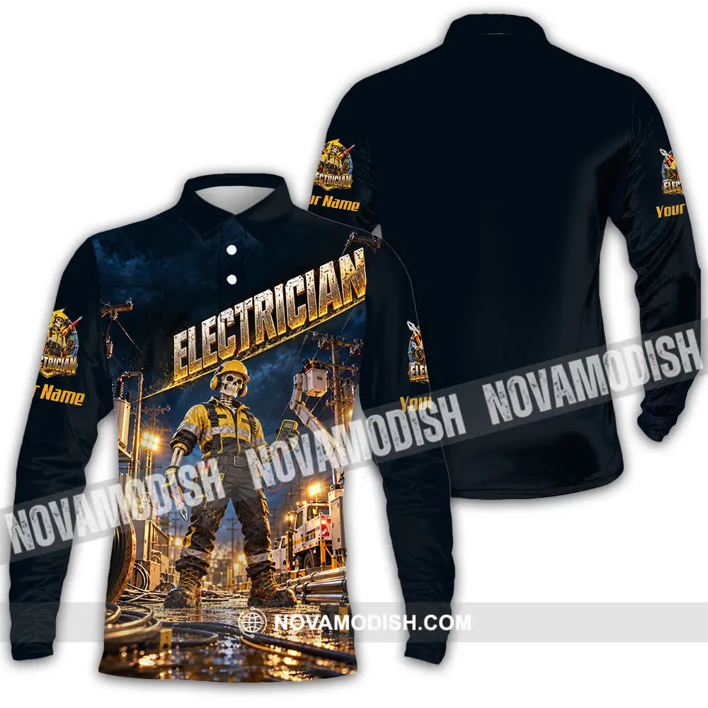 Unisex Shirt - Custom Electrician Shirt - Long Sleeve Polo / S - T-shirt