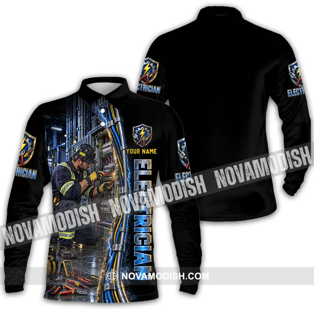 Unisex Shirt - Custom Electrician Shirt - Long Sleeve Polo / S - T-shirt