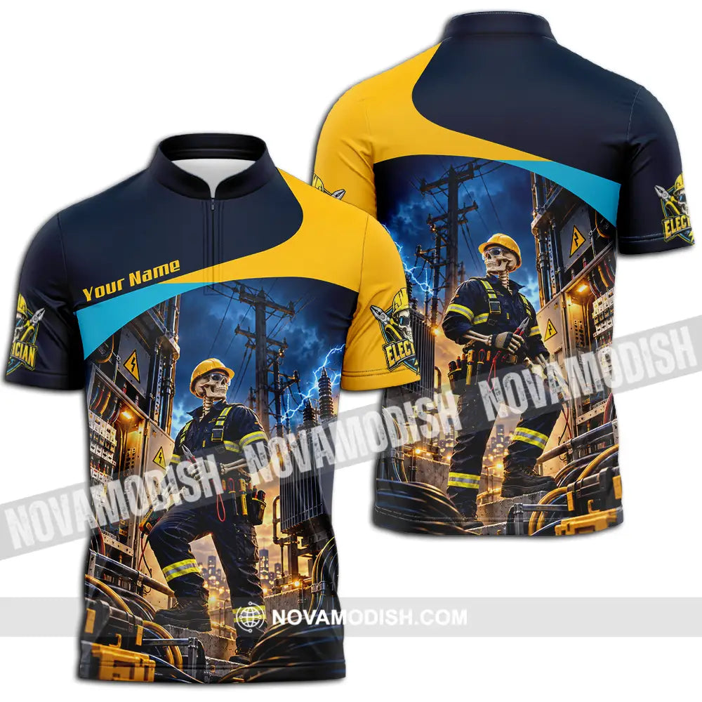 Unisex Shirt - Custom Electrician Shirt - Zipper Polo Shirt / S - T-shirt