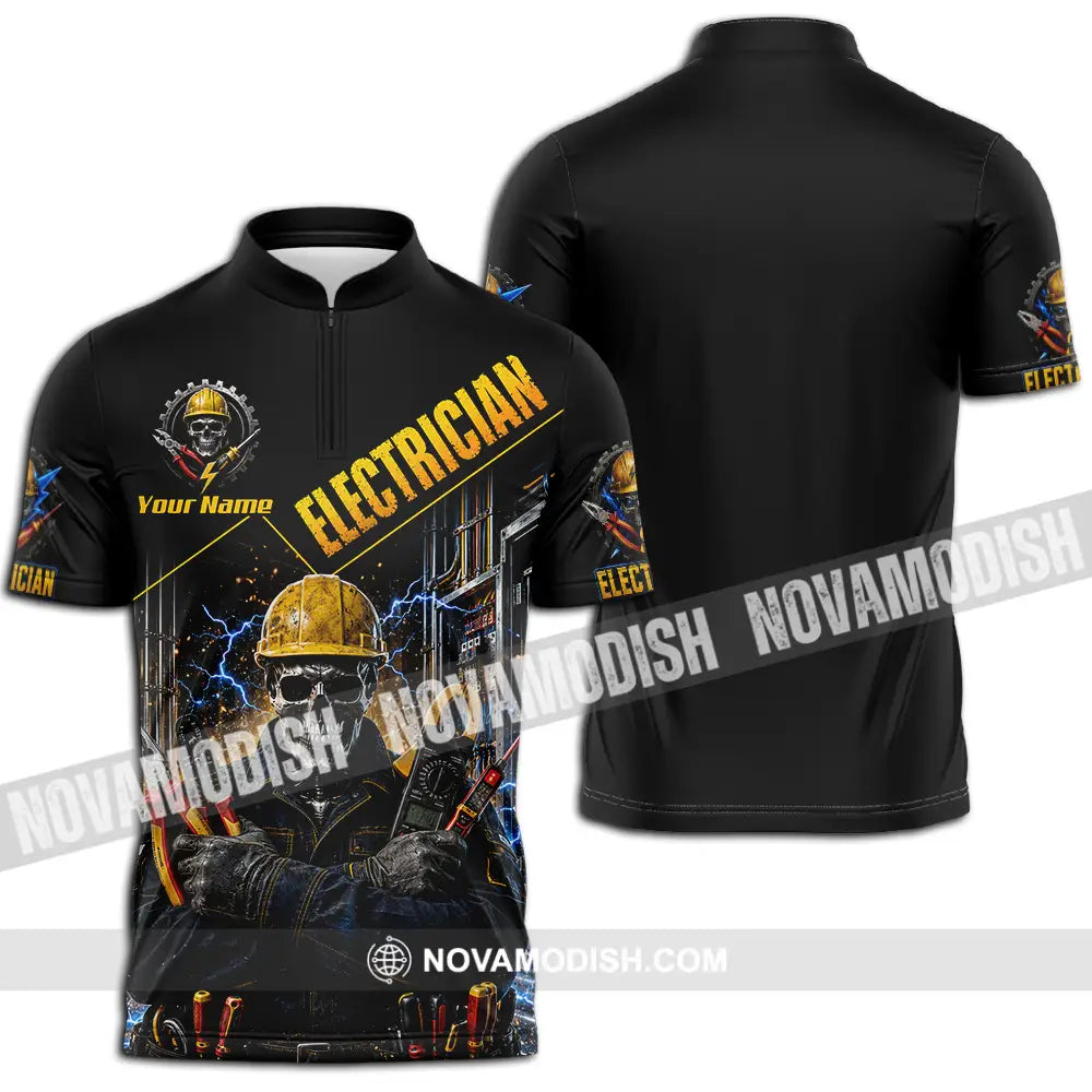 Unisex Shirt - Custom Electrician Shirt - Zipper Polo Shirt / S - T-shirt