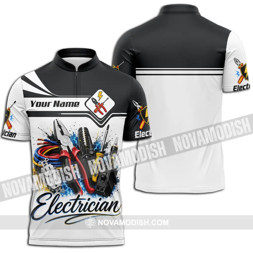 Unisex Shirt - Custom Electrician Shirt - Zipper Polo Shirt / S - T-shirt