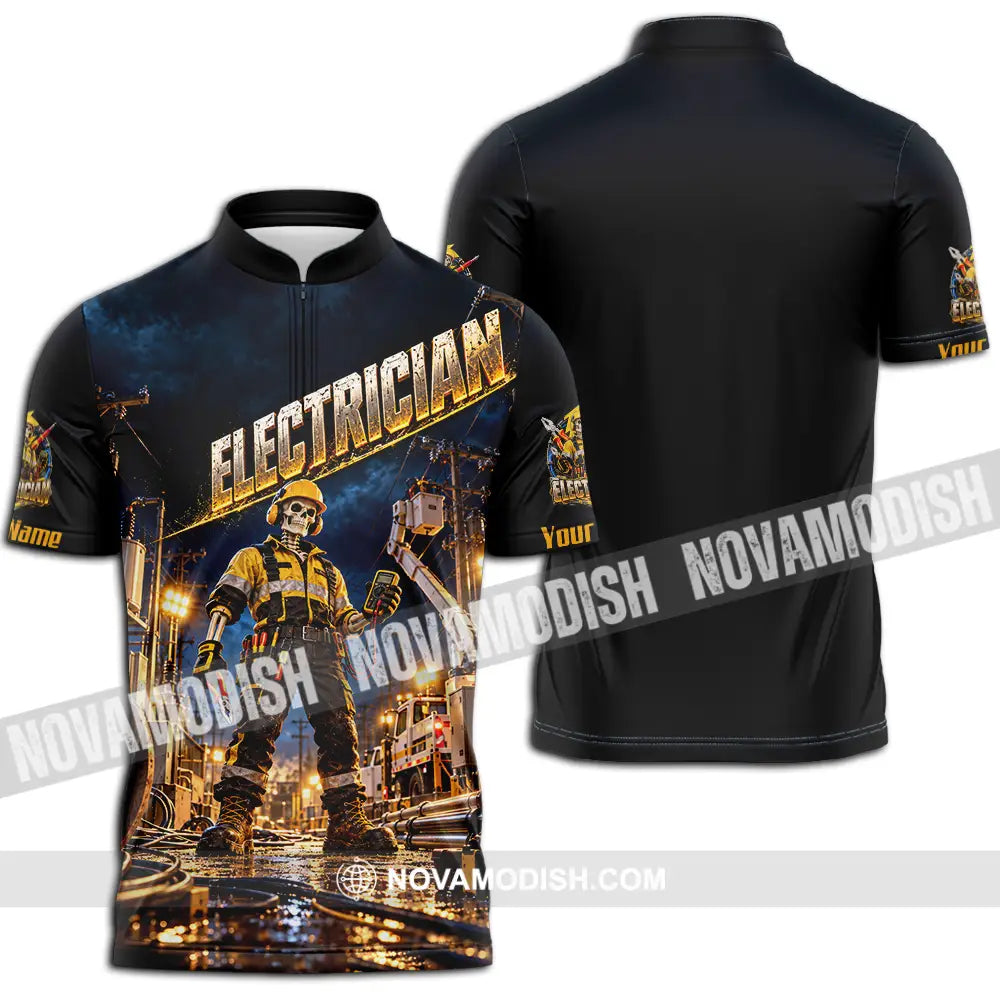 Unisex Shirt - Custom Electrician Shirt - Zipper Polo Shirt / S - T-shirt