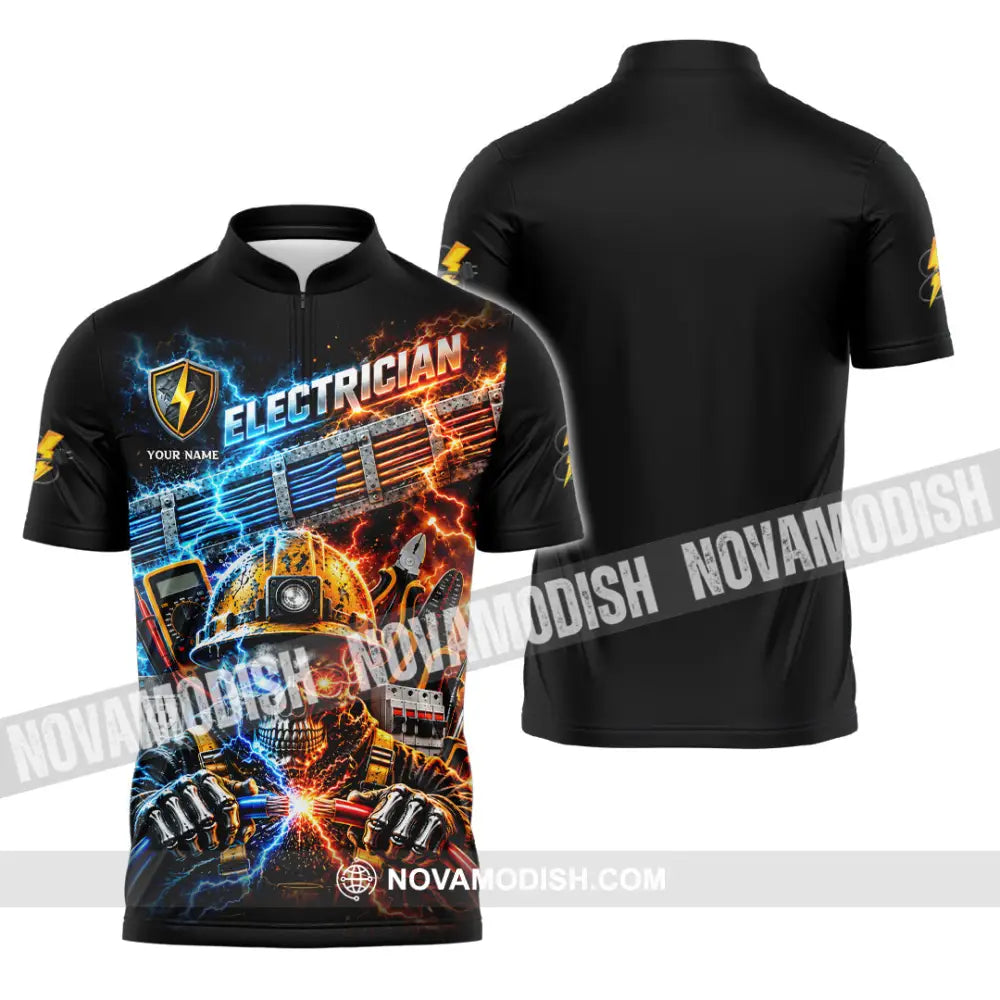 Unisex Shirt - Custom Electrician Shirt - Zipper Polo Shirt / S - T-shirt