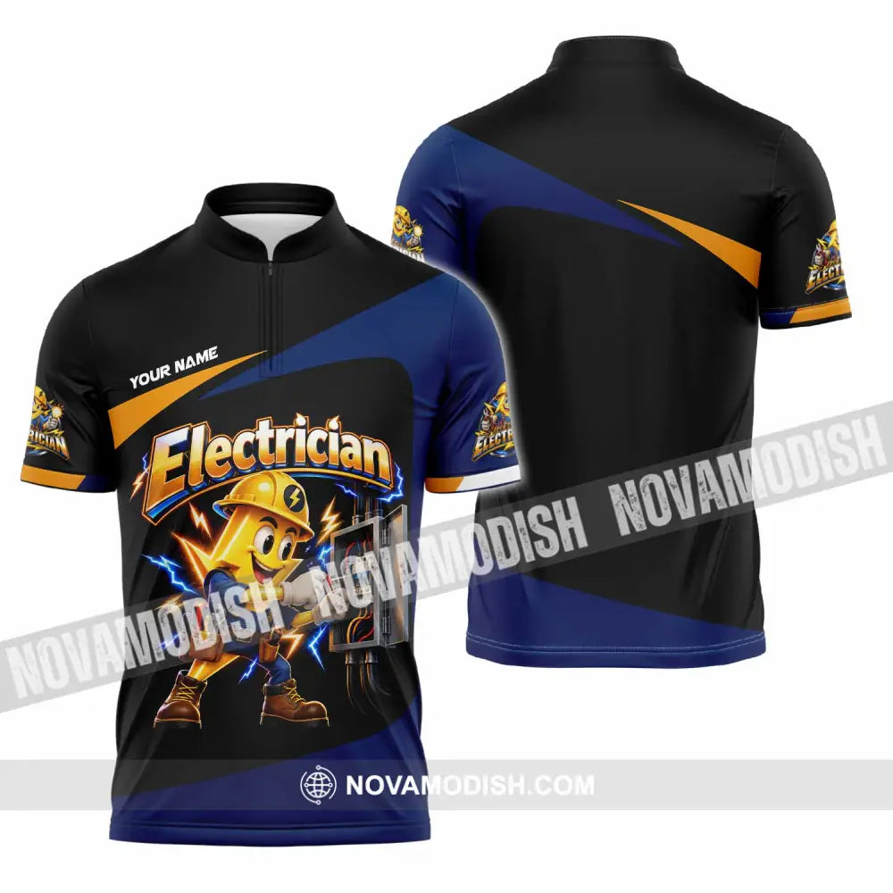 Unisex Shirt - Custom Electrician Shirt - Zipper Polo Shirt / S - T-shirt
