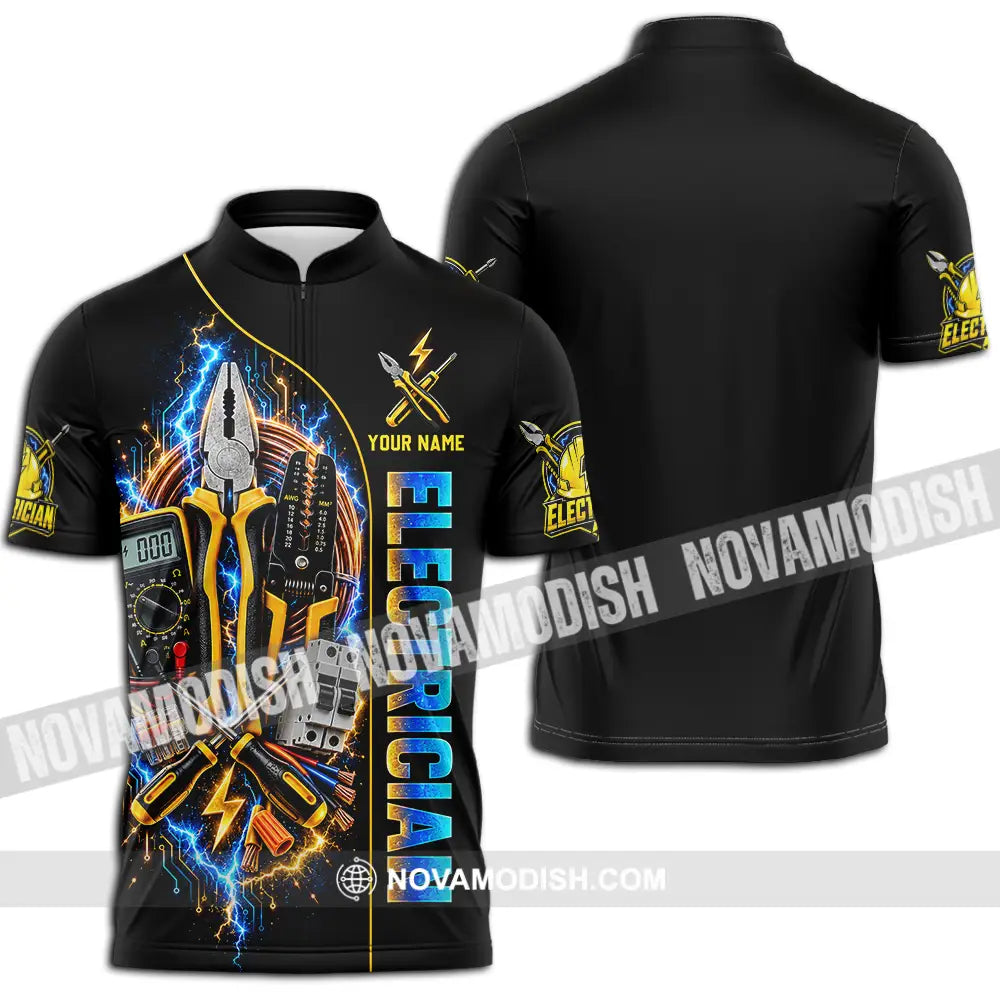 Unisex Shirt - Custom Electrician Shirt - Zipper Polo Shirt / S - T-shirt