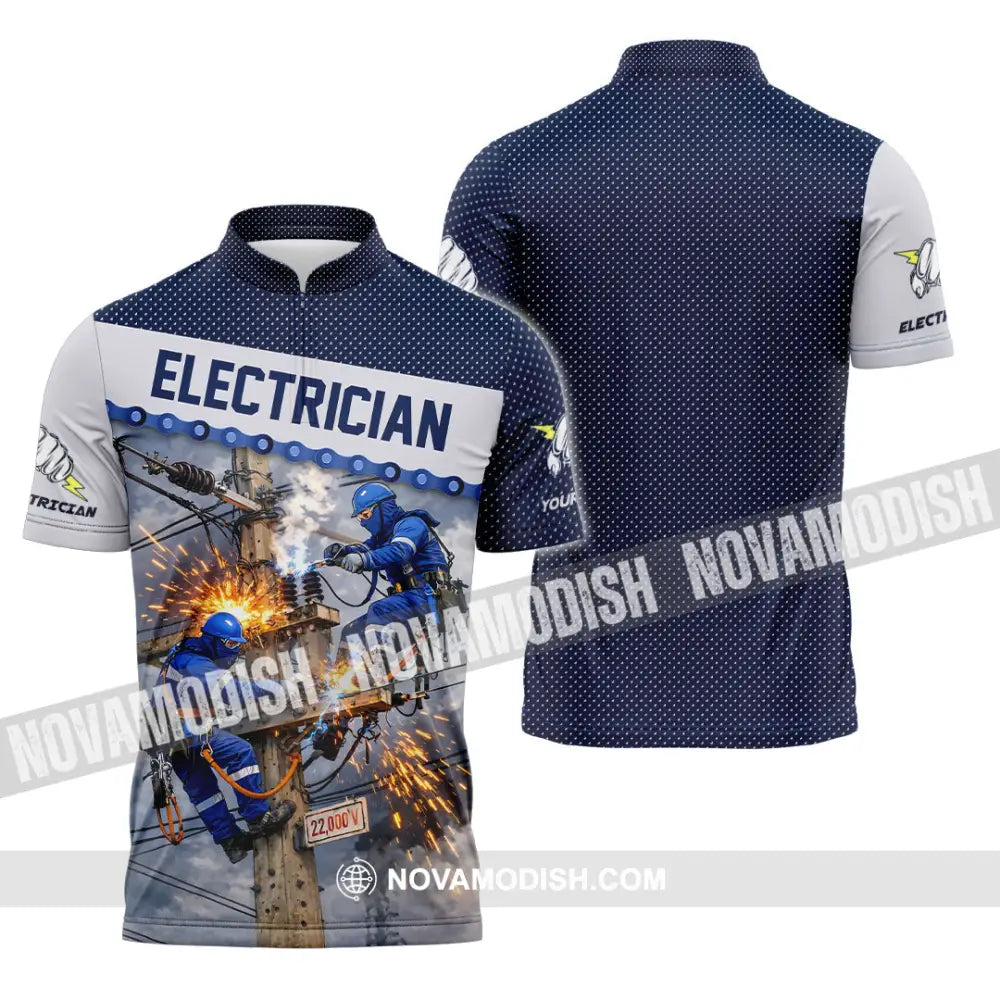 Unisex Shirt - Custom Electrician Shirt - Zipper Polo Shirt / S - T-shirt