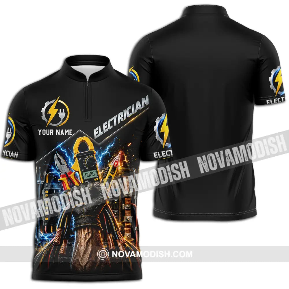 Unisex Shirt - Custom Electrician Shirt - Zipper Polo Shirt / S - T-shirt