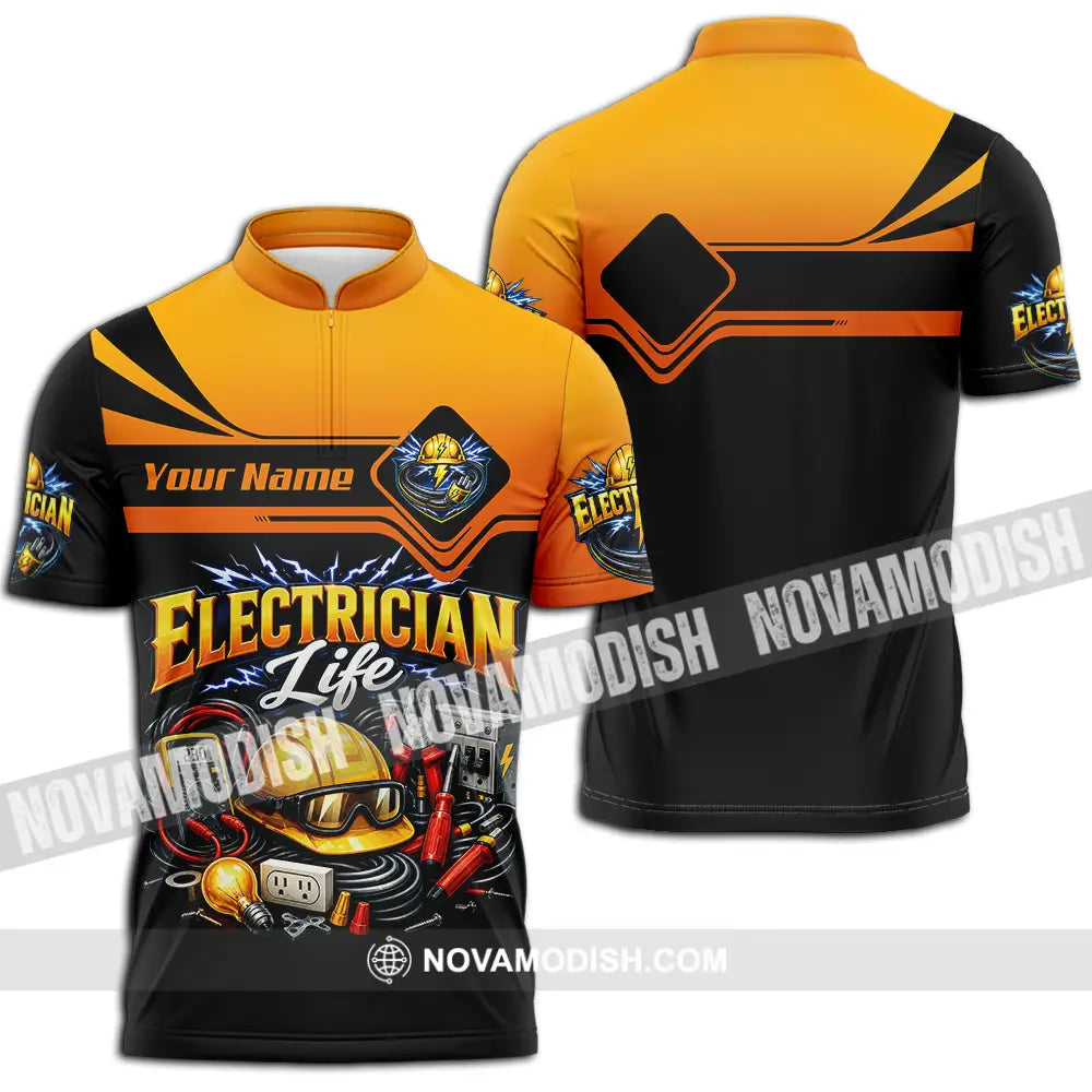 Unisex Shirt - Custom Electrician Shirt - Zipper Polo Shirt / S - T-shirt