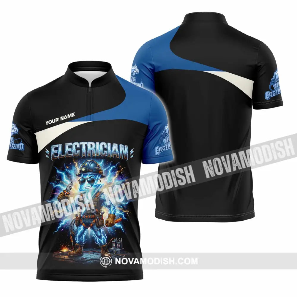 Unisex Shirt - Custom Electrician Shirt - Zipper Polo Shirt / S - T-shirt