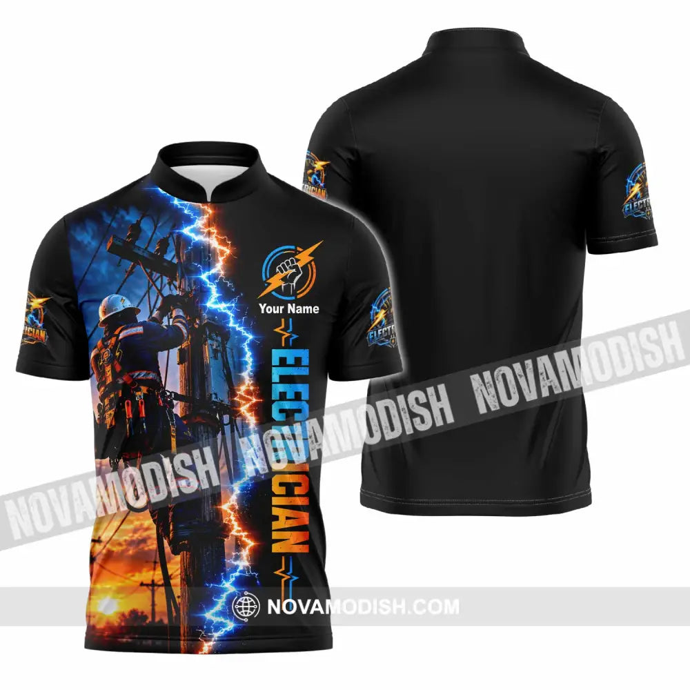 Unisex Shirt - Custom Electrician Shirt - Zipper Polo Shirt / S - T-shirt
