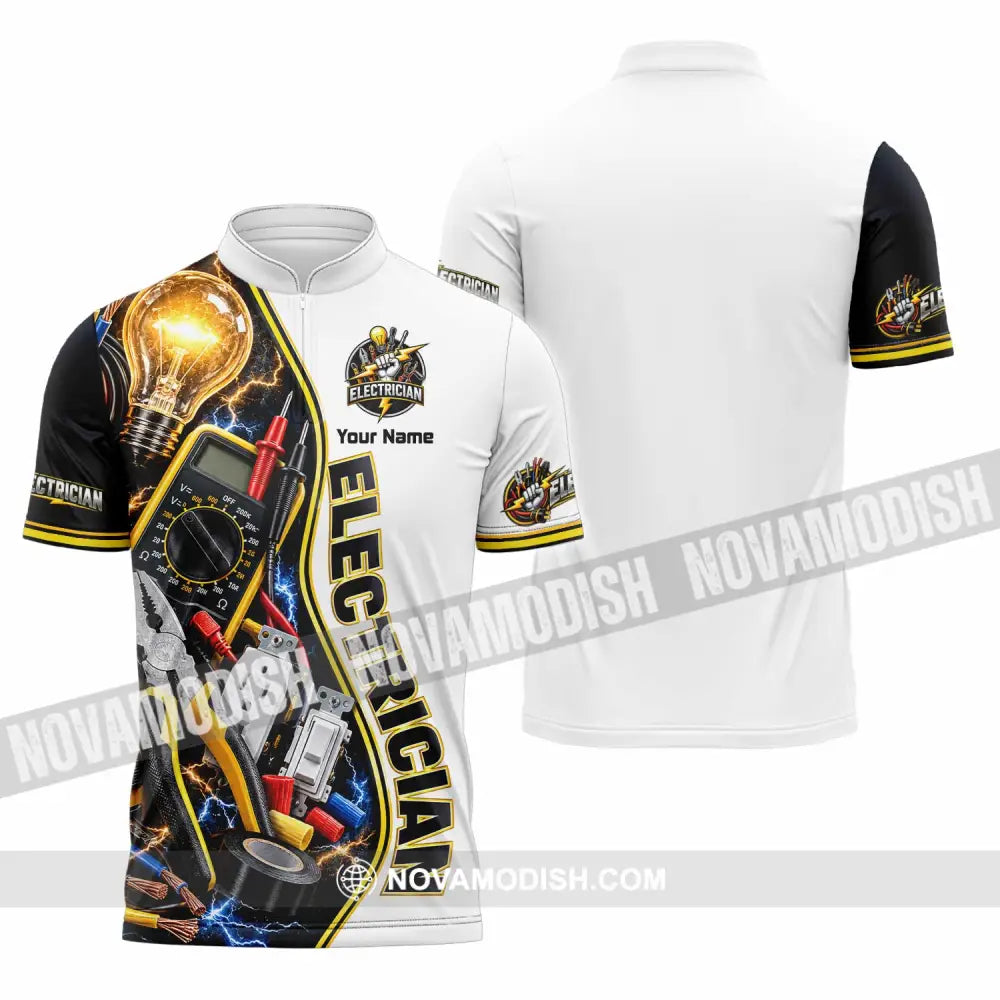 Unisex Shirt - Custom Electrician Shirt - Zipper Polo Shirt / S - T-shirt