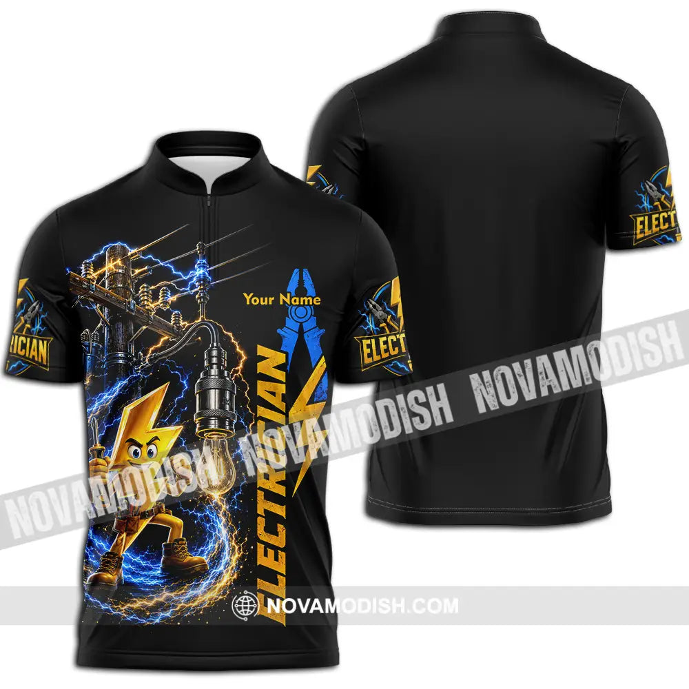 Unisex Shirt - Custom Electrician Shirt - Zipper Polo Shirt / S - T-shirt