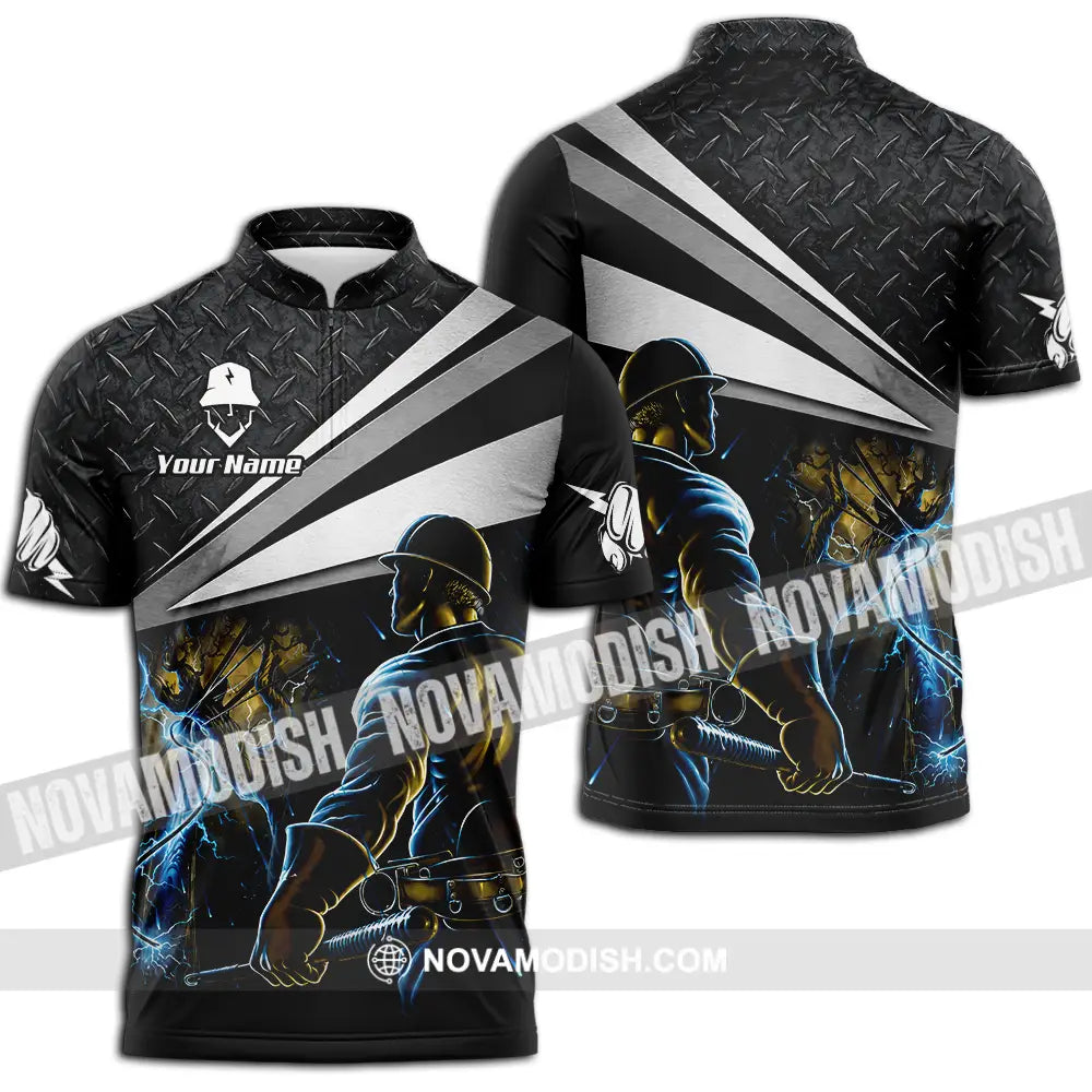 Unisex Shirt - Custom Electrician Shirt - Zipper Polo Shirt / S - T-shirt
