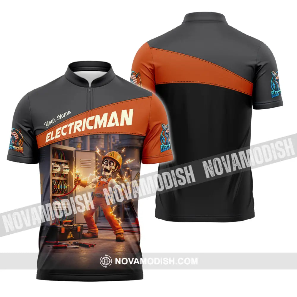 Unisex Shirt - Custom Electrician Shirt - Zipper Polo Shirt / S - T-shirt