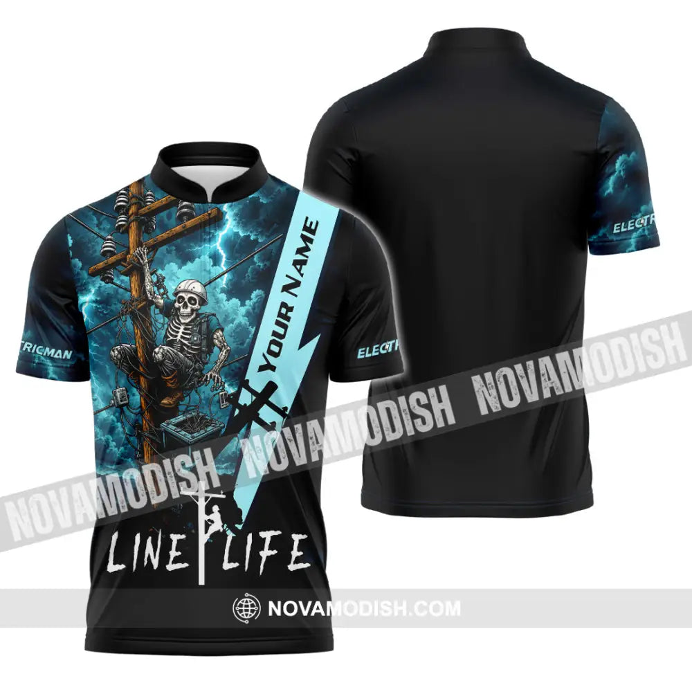 Unisex Shirt - Custom Electrician Shirt - Zipper Polo Shirt / S - T-shirt