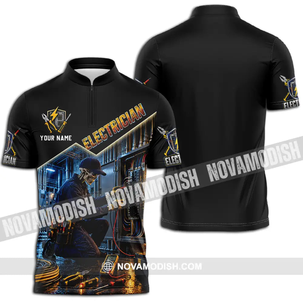 Unisex Shirt - Custom Electrician Shirt - Zipper Polo Shirt / S - T-shirt