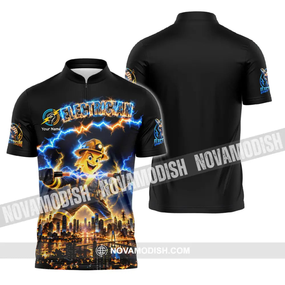 Unisex Shirt - Custom Electrician Shirt - Zipper Polo Shirt / S - T-shirt