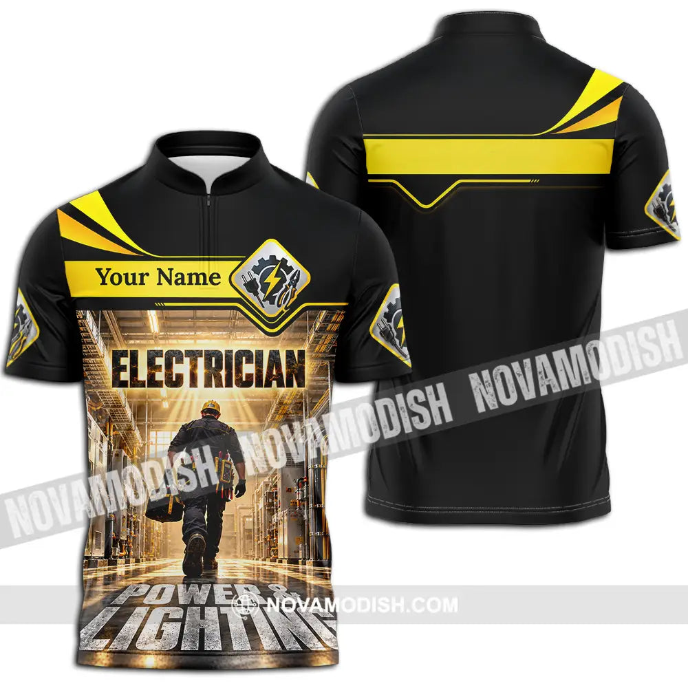 Unisex Shirt - Custom Electrician Shirt - Zipper Polo Shirt / S - T-shirt