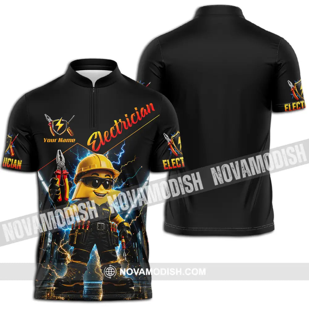 Unisex Shirt - Custom Electrician Shirt - Zipper Polo Shirt / S - T-shirt