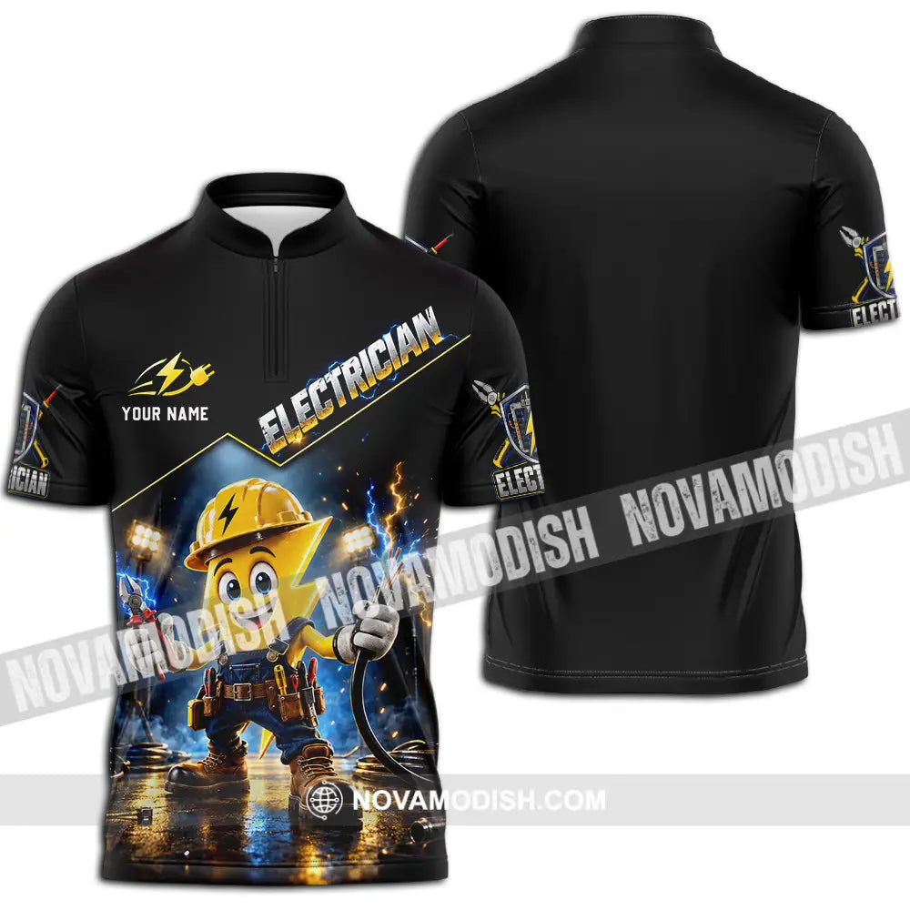 Unisex Shirt - Custom Electrician Shirt - Zipper Polo Shirt / S - T-shirt