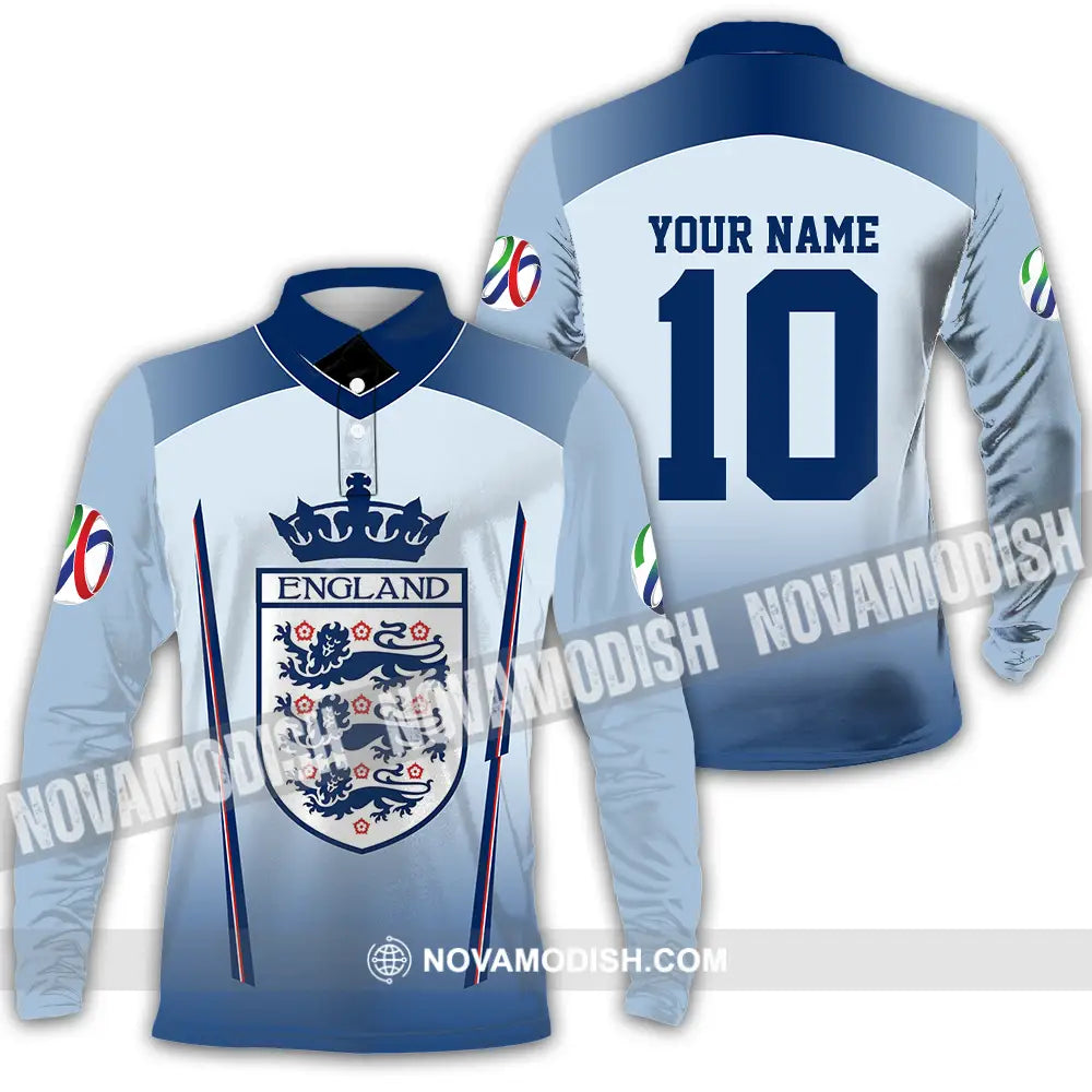 Unisex Shirt - Custom England 3D Shirt Long Sleeve Polo / S T-shirt