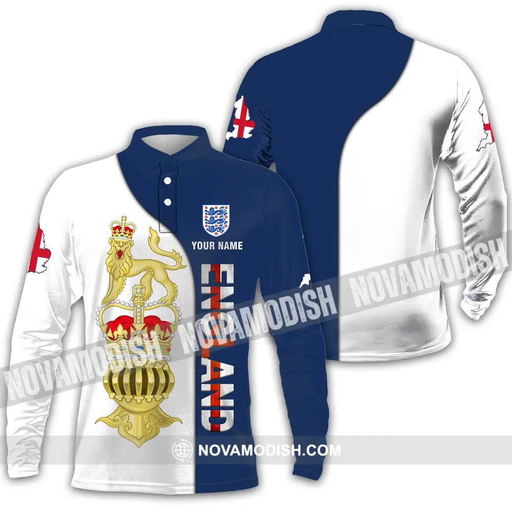 Unisex Shirt - Custom England 3D Shirt Long Sleeve Polo / S T-shirt