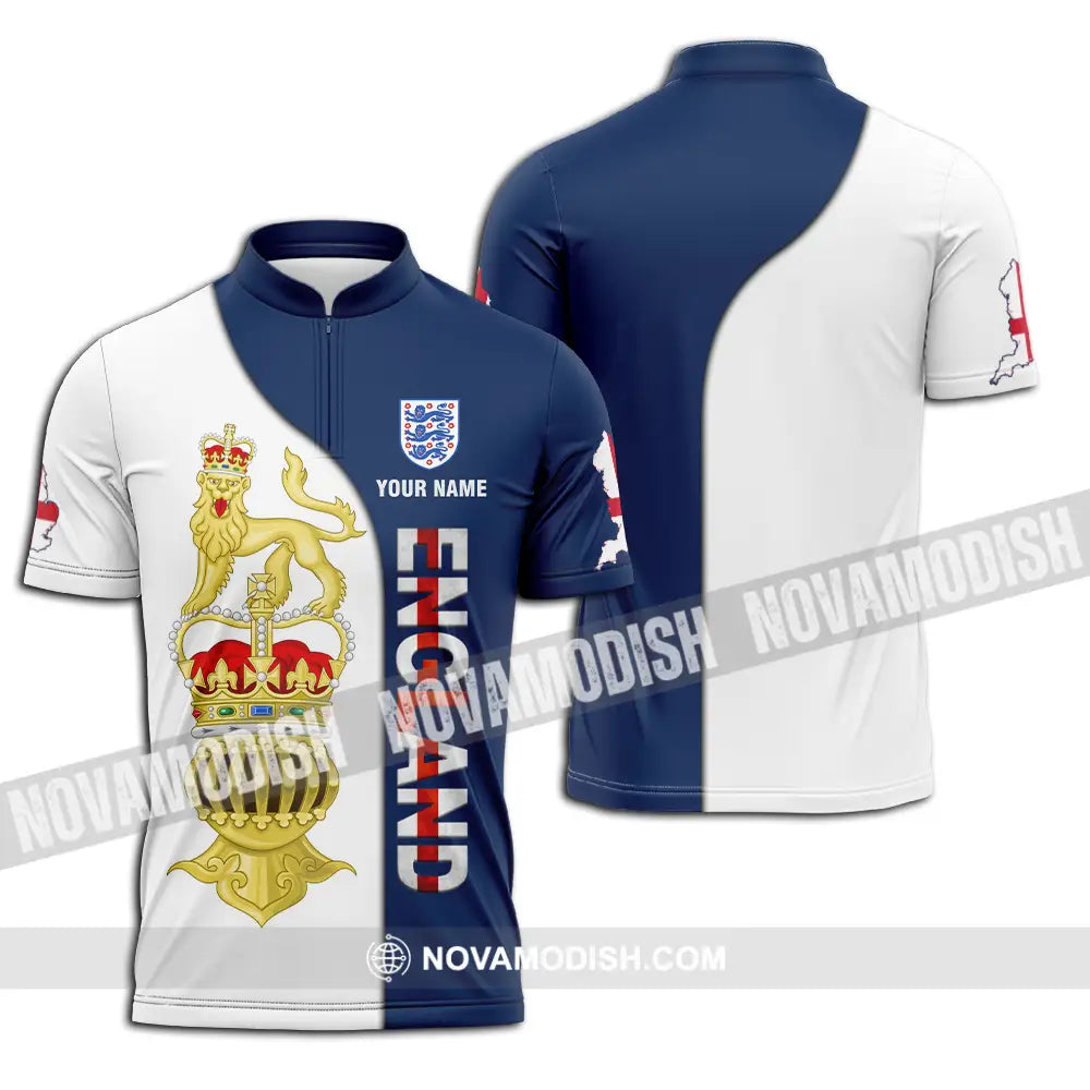 Unisex Shirt - Custom England 3D Shirt Zipper Polo Shirt / S T-shirt